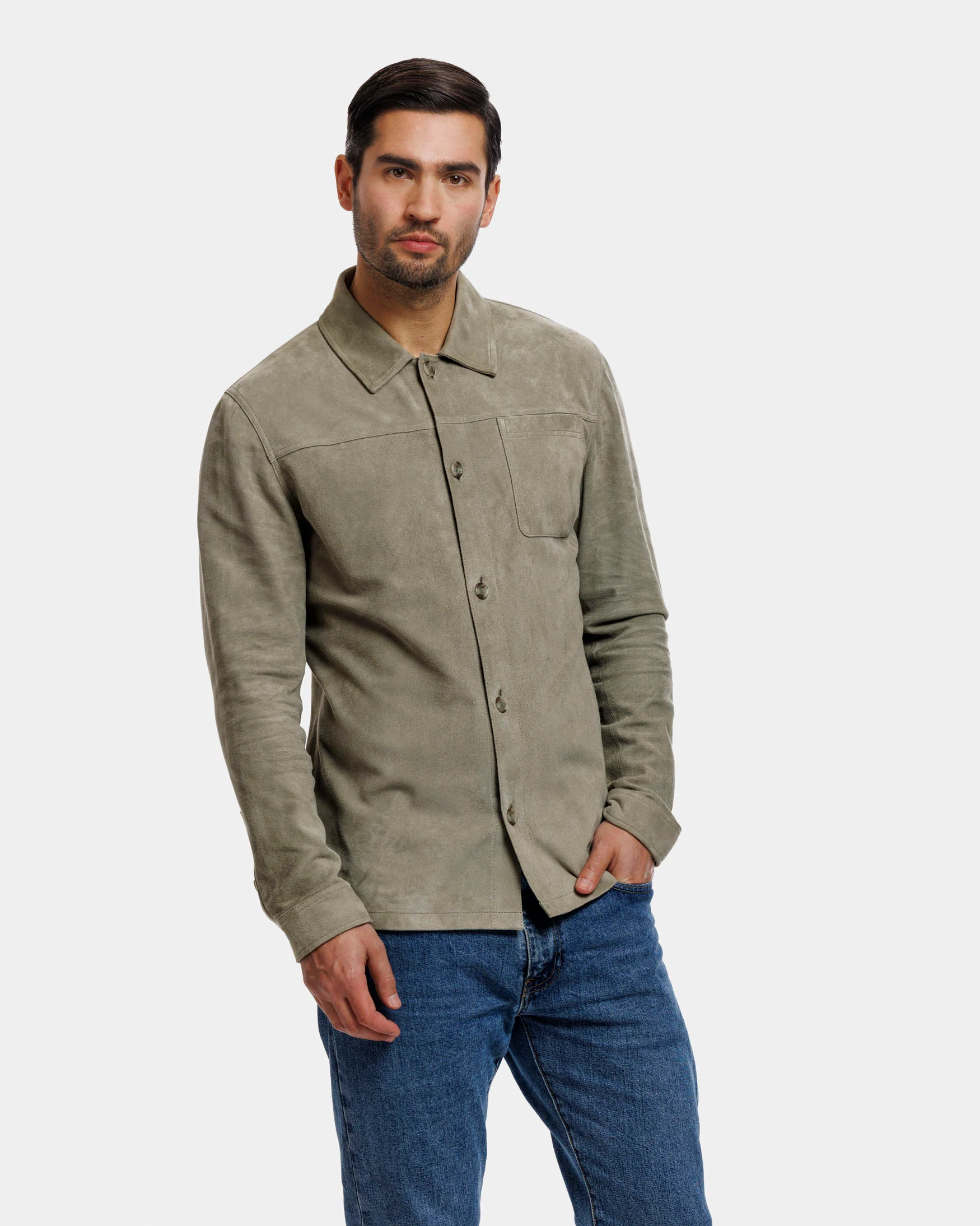 alter ego suede overshirt groen